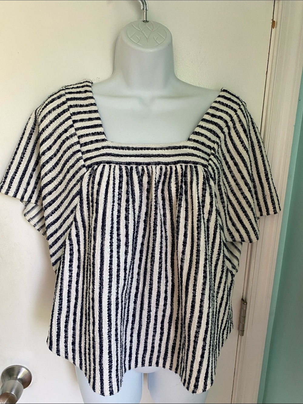 Madewell Texture & Thread butterfly  Striped Square-Neck Top